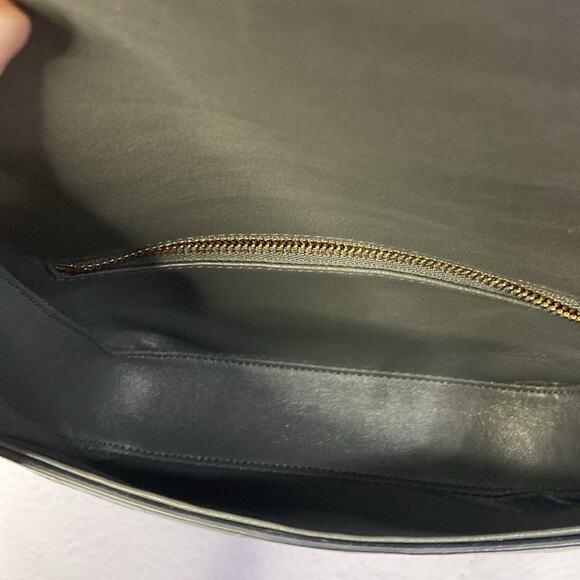 Authentic Celine Women Gray Anthracite Croc Embossed Leather Tassel Handbag - Picture 12 of 15